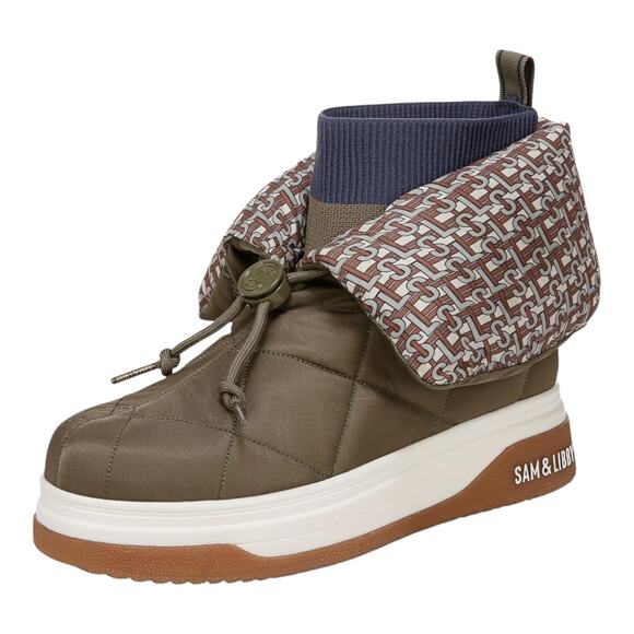 Sam & Libby Womens Cruz Fold Over Puffer Cold Weather Booties Olive Green Size 9 - Picture 1 of 6